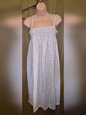 Vintage Lavender White Gingham Nightgown Sundress Mumu New NOS L XL  XXL  2X